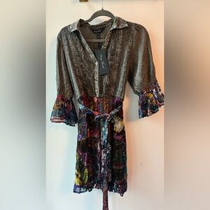 Young Threads, Stone-Washed Babydoll Patchwork Dress, Size M |